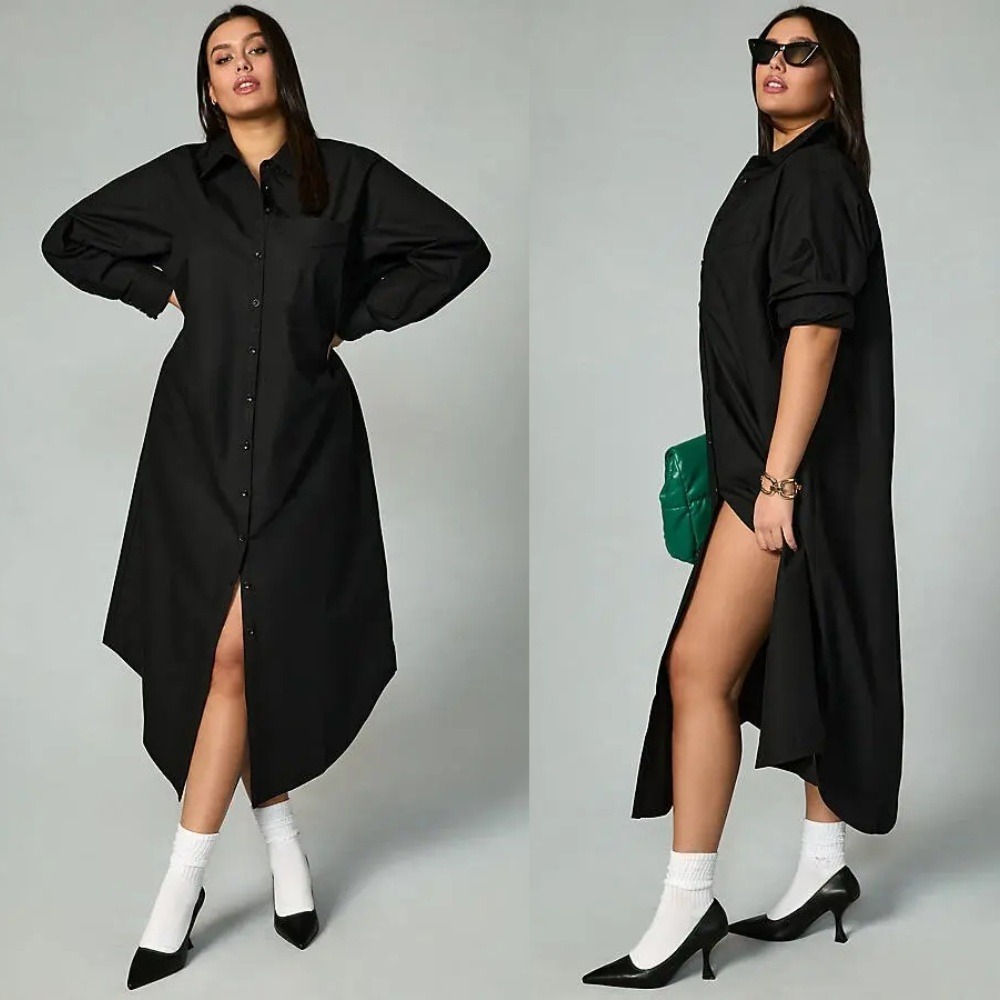 Anthropologie Soren Long Sleeve Shirt Dress Black Shirtdress XL